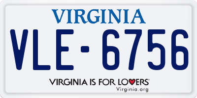 VA license plate VLE6756