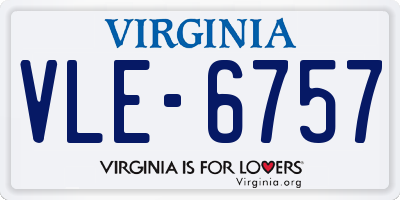 VA license plate VLE6757