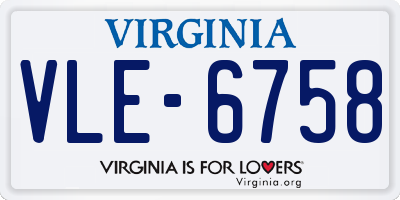 VA license plate VLE6758