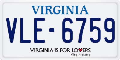 VA license plate VLE6759