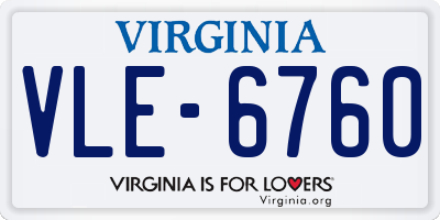 VA license plate VLE6760
