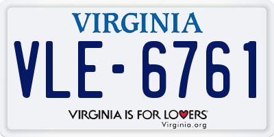 VA license plate VLE6761
