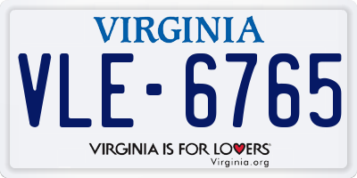 VA license plate VLE6765