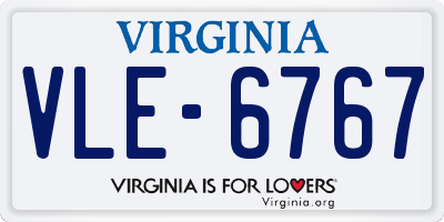 VA license plate VLE6767