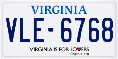 VA license plate VLE6768