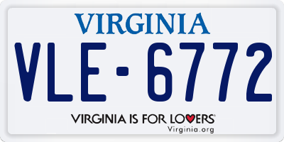 VA license plate VLE6772