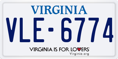 VA license plate VLE6774