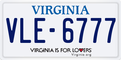 VA license plate VLE6777
