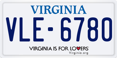 VA license plate VLE6780