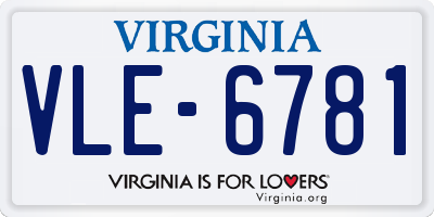 VA license plate VLE6781