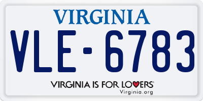 VA license plate VLE6783