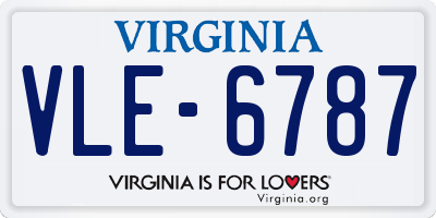 VA license plate VLE6787