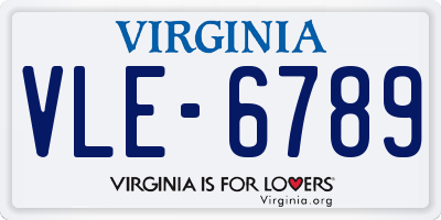 VA license plate VLE6789