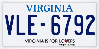 VA license plate VLE6792