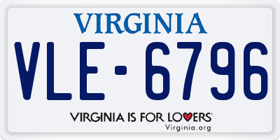 VA license plate VLE6796