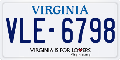 VA license plate VLE6798