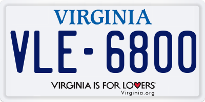 VA license plate VLE6800