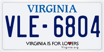 VA license plate VLE6804