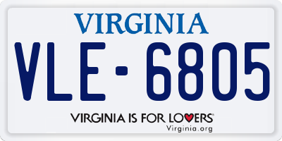 VA license plate VLE6805
