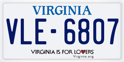 VA license plate VLE6807