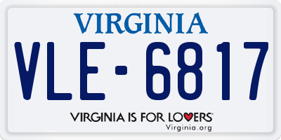 VA license plate VLE6817