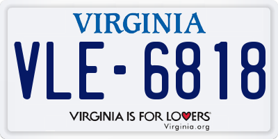 VA license plate VLE6818