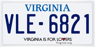 VA license plate VLE6821