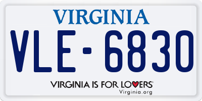VA license plate VLE6830