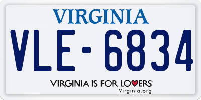 VA license plate VLE6834