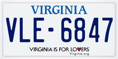 VA license plate VLE6847