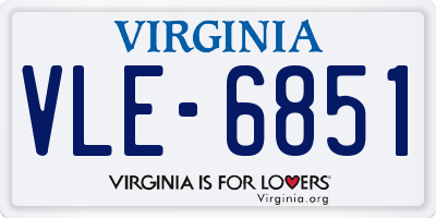 VA license plate VLE6851