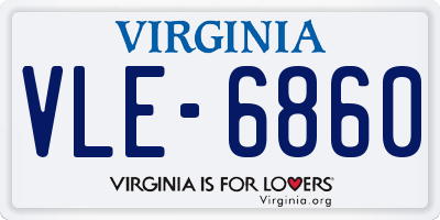 VA license plate VLE6860
