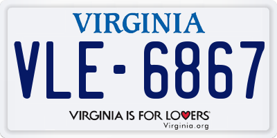 VA license plate VLE6867
