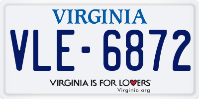 VA license plate VLE6872