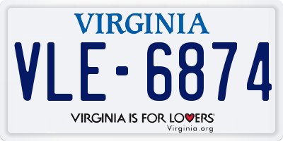VA license plate VLE6874