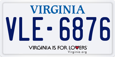 VA license plate VLE6876