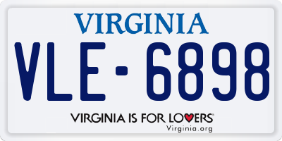 VA license plate VLE6898