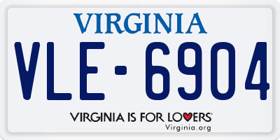 VA license plate VLE6904