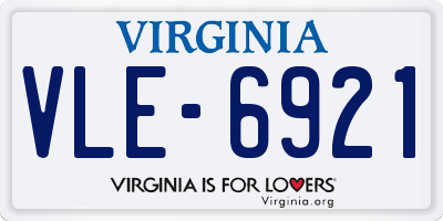 VA license plate VLE6921