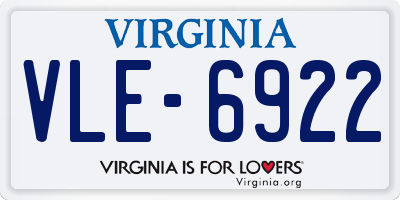 VA license plate VLE6922