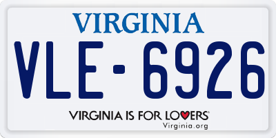 VA license plate VLE6926