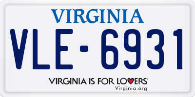 VA license plate VLE6931