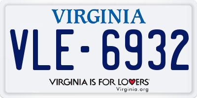 VA license plate VLE6932