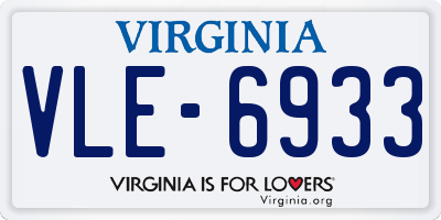VA license plate VLE6933