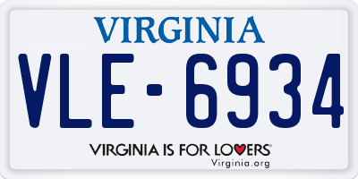 VA license plate VLE6934
