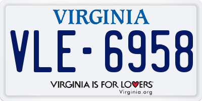 VA license plate VLE6958