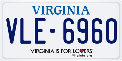VA license plate VLE6960