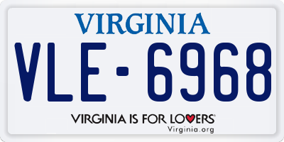 VA license plate VLE6968