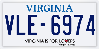 VA license plate VLE6974
