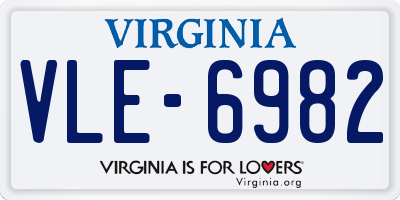 VA license plate VLE6982